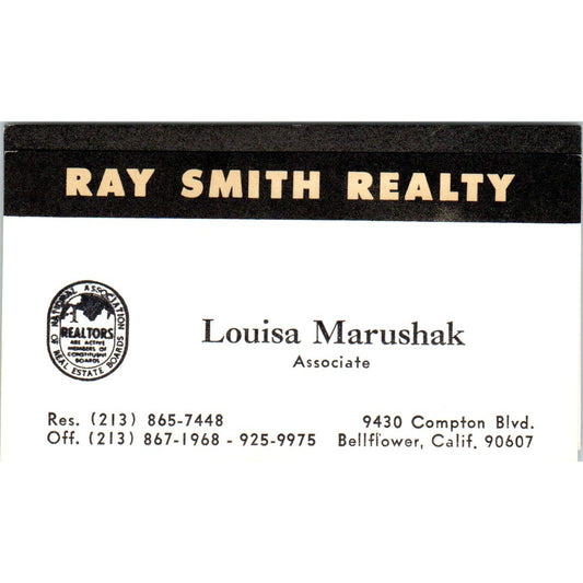 Louisa Marushak Ray Smith Realty Bellflower CA Vintage Business Card SD4-B5