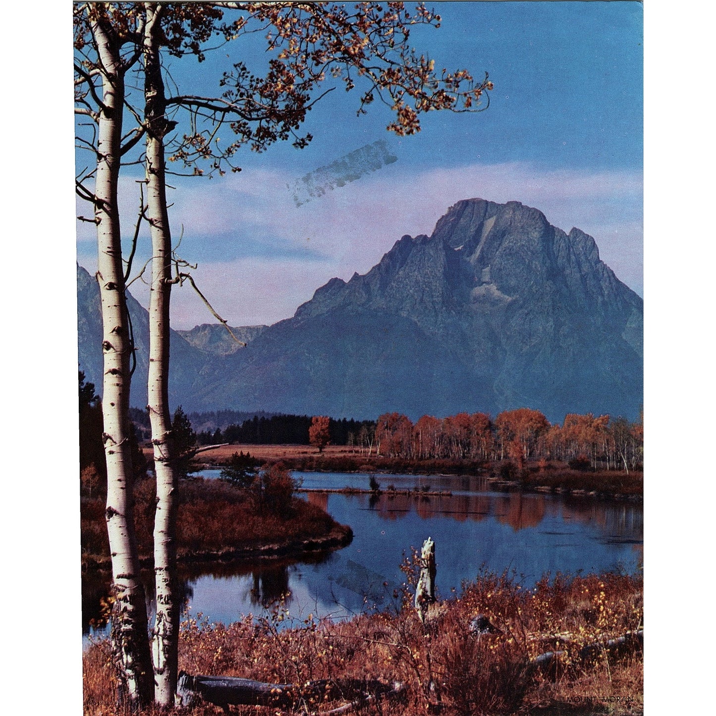 Retro Kitsch Autumn Fall Mountain Lake Scene Vintage Art Print 8x10 V6