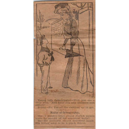 Comic Humor Illustration Young Boy Tall Woman Orthography 1906 Original AB6-CL1