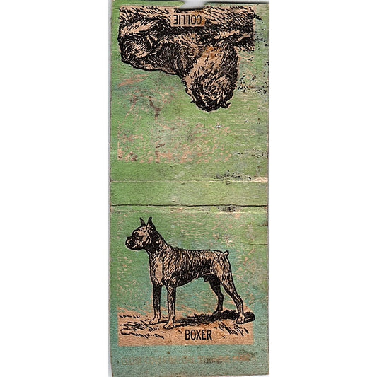 Boxer and Collie Dog Collectible Vintage Matchbook Cover SC7-Y6