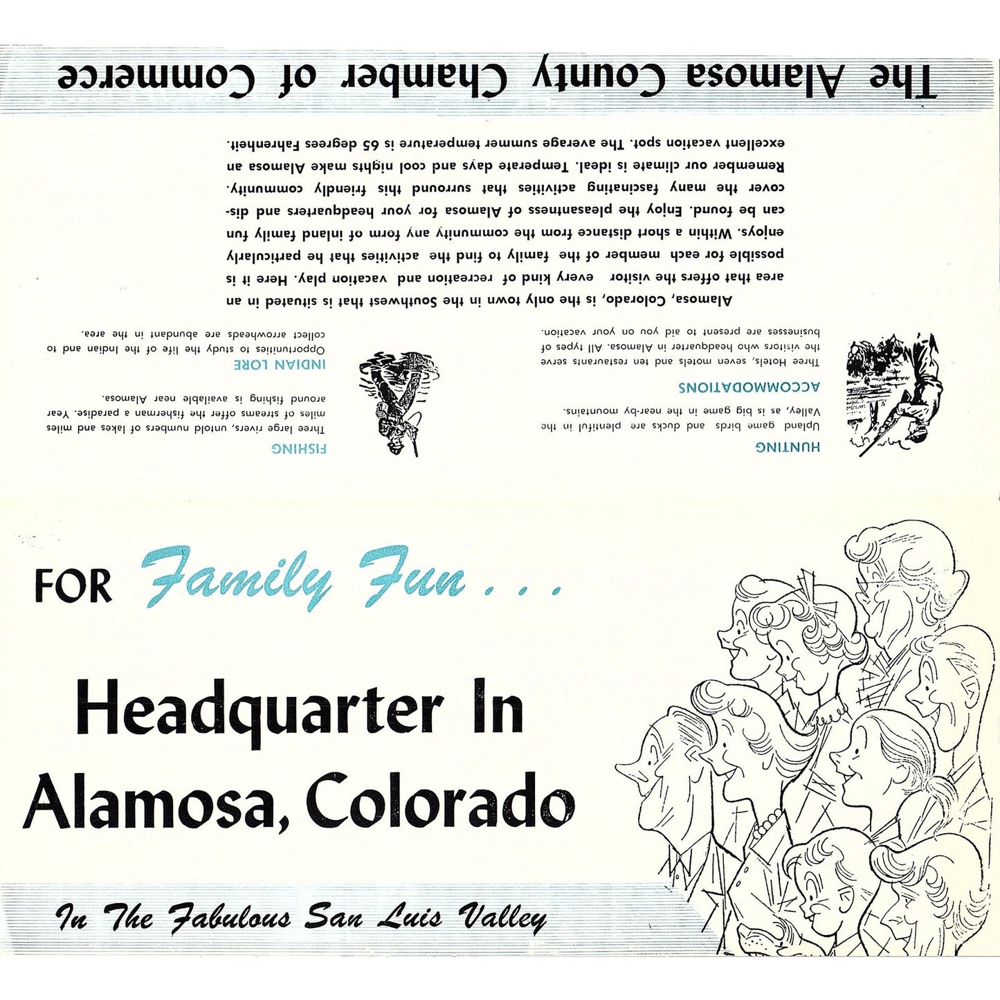 c1950 Alamosa Colorado Fold Out Travel Information Guide Leaflet AF9-2