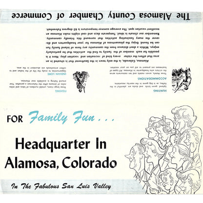 c1950 Alamosa Colorado Fold Out Travel Information Guide Leaflet AF9-2