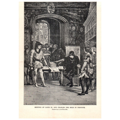 Meeting of Louis XI and Charles the Bold in Peronne 1911 Engraving Print AF5-11