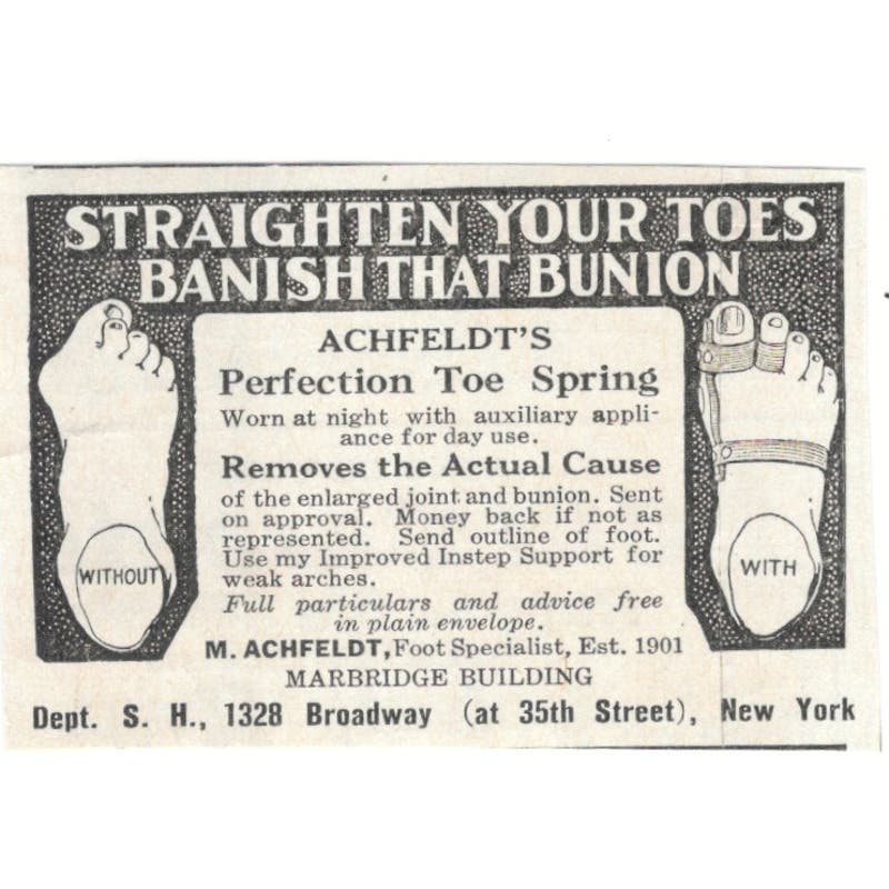 Achfeldt's Perfection Toe Spring M. Achfeldt NY 1918 Magazine Ad AF1-SS3