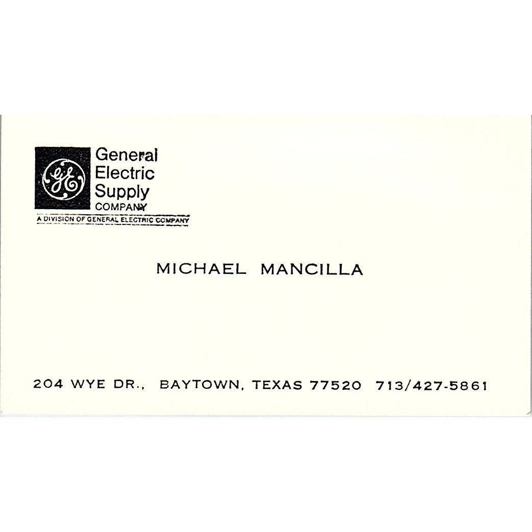General Electric Supply Michael Mancilla Baytown Texas Business Card SB4-B11