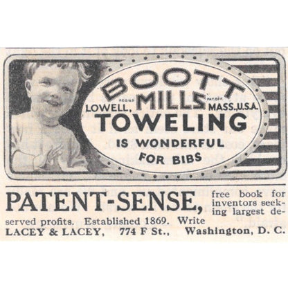 Boott Mills Toweling Lowell MA 1928 Original Magazine Advertisement AE5-SE