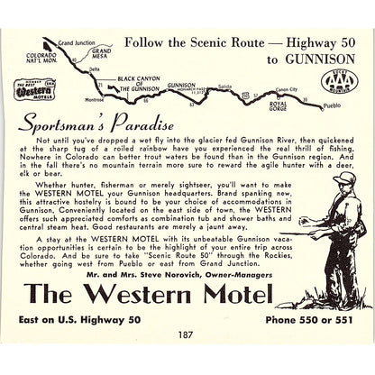 The Western Motel Steve Norovich Gunnison CO 1958 Ad AG1-H5