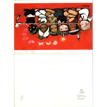 c1950 Ethnic Children Smoking Peace Pipe Danish Christmas Ferrandiz Card AE2