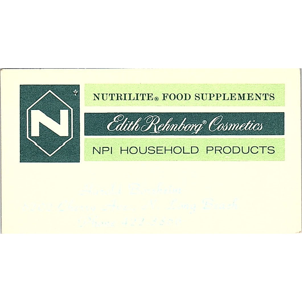 Harold Borshein Nutrilite NPI Household Products Long Beach Vtg Card SE3-B14