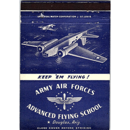 Army Air Forces Advanced Flying School Douglas AZ Vintage Matchbook TB6-MB2-13