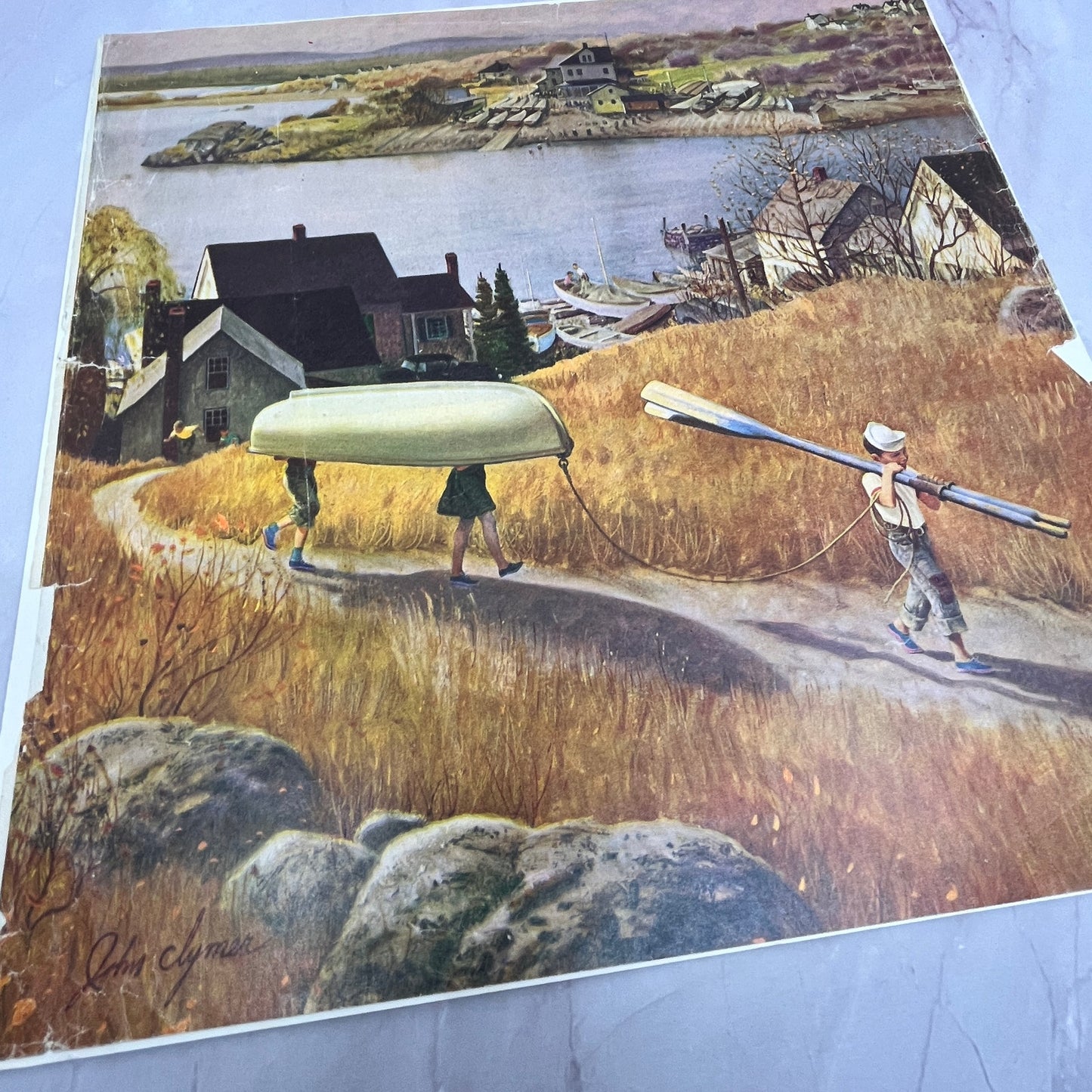 Children With Rowboat - John Clymer 10x11" Art Print V22