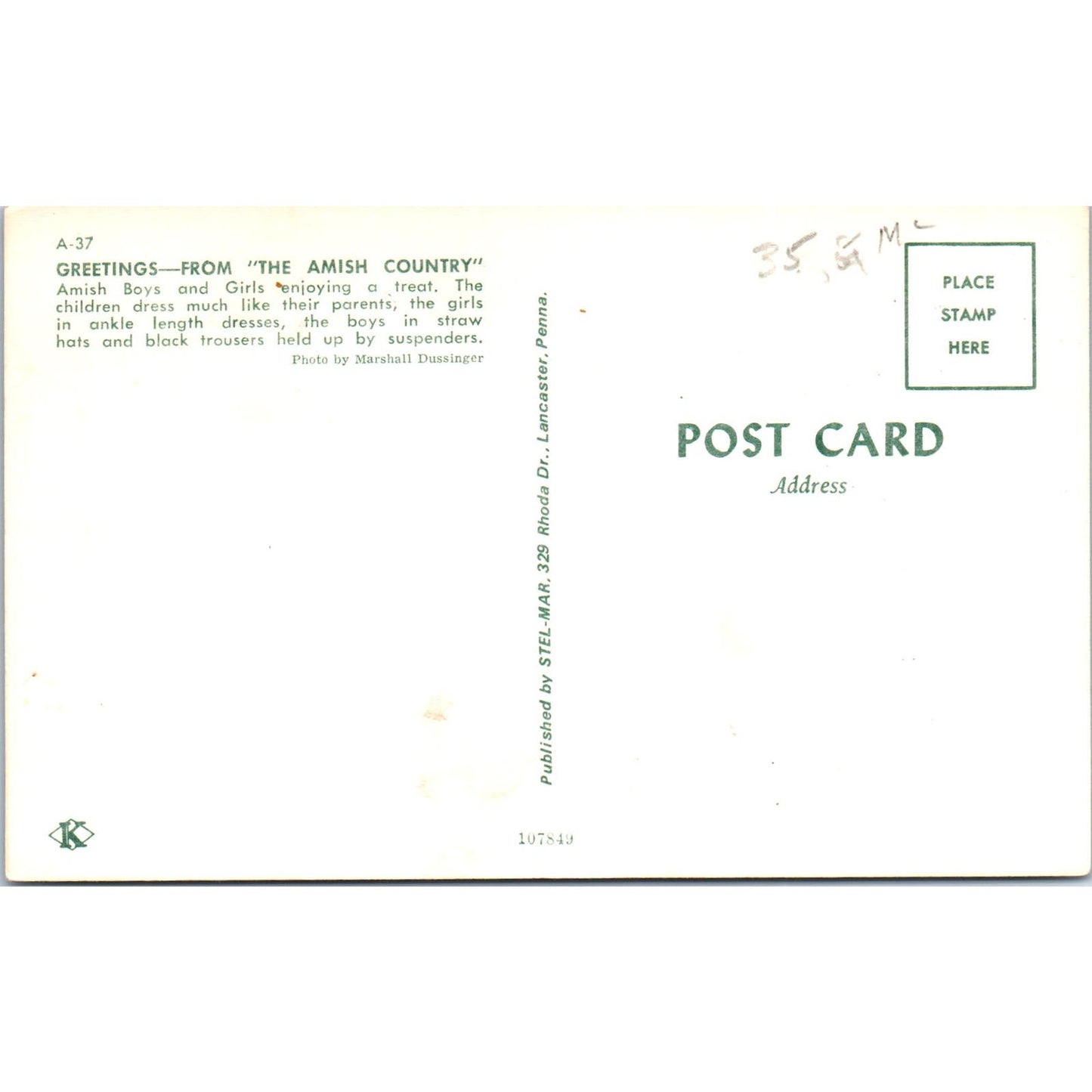 Amish Boys & Girls Enjoy a Treat Pennsylvania Dutch Country Vintage Postcard PD5