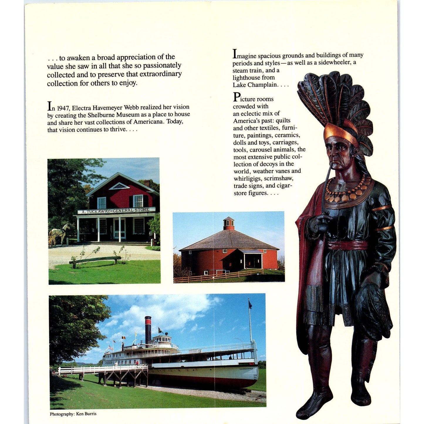 Vintage Shelburne Museum Vermont Fold Out Brochure TF4-B3