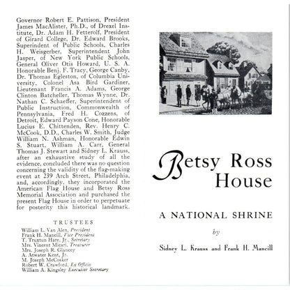 1970s The Betsy Ross House - A National Shrine Travel Brochure TF4-BB