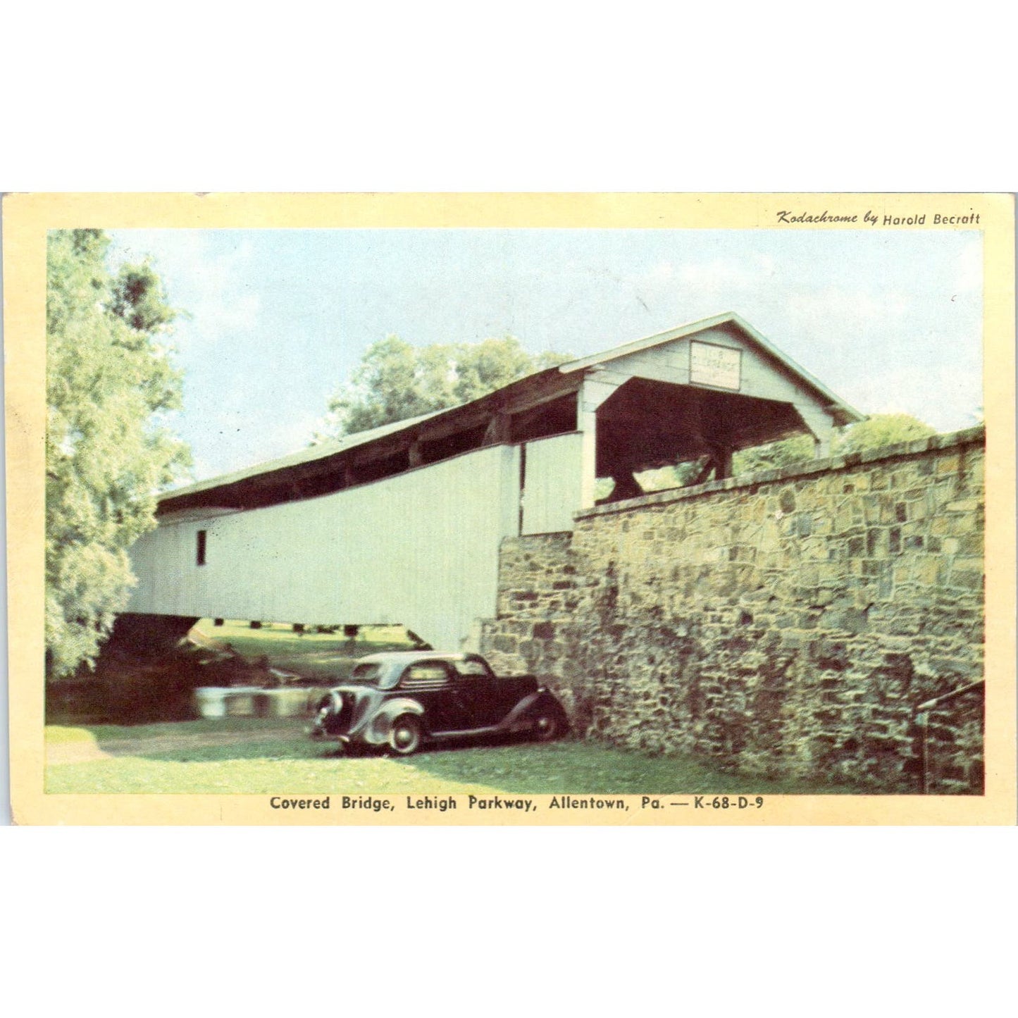Covered Bridge Lehigh Parkway Allentown PA Vintage Covered Bridge Postcard PD3