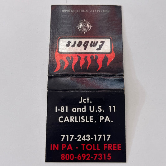 Embers Restaurant Carlisle PA Vintage Matchbook Cover TB8-MB-12