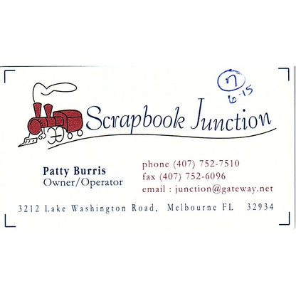 Scrapbook Junction Patty Burris Melbourne FL Vintage Business Card SC9-B10