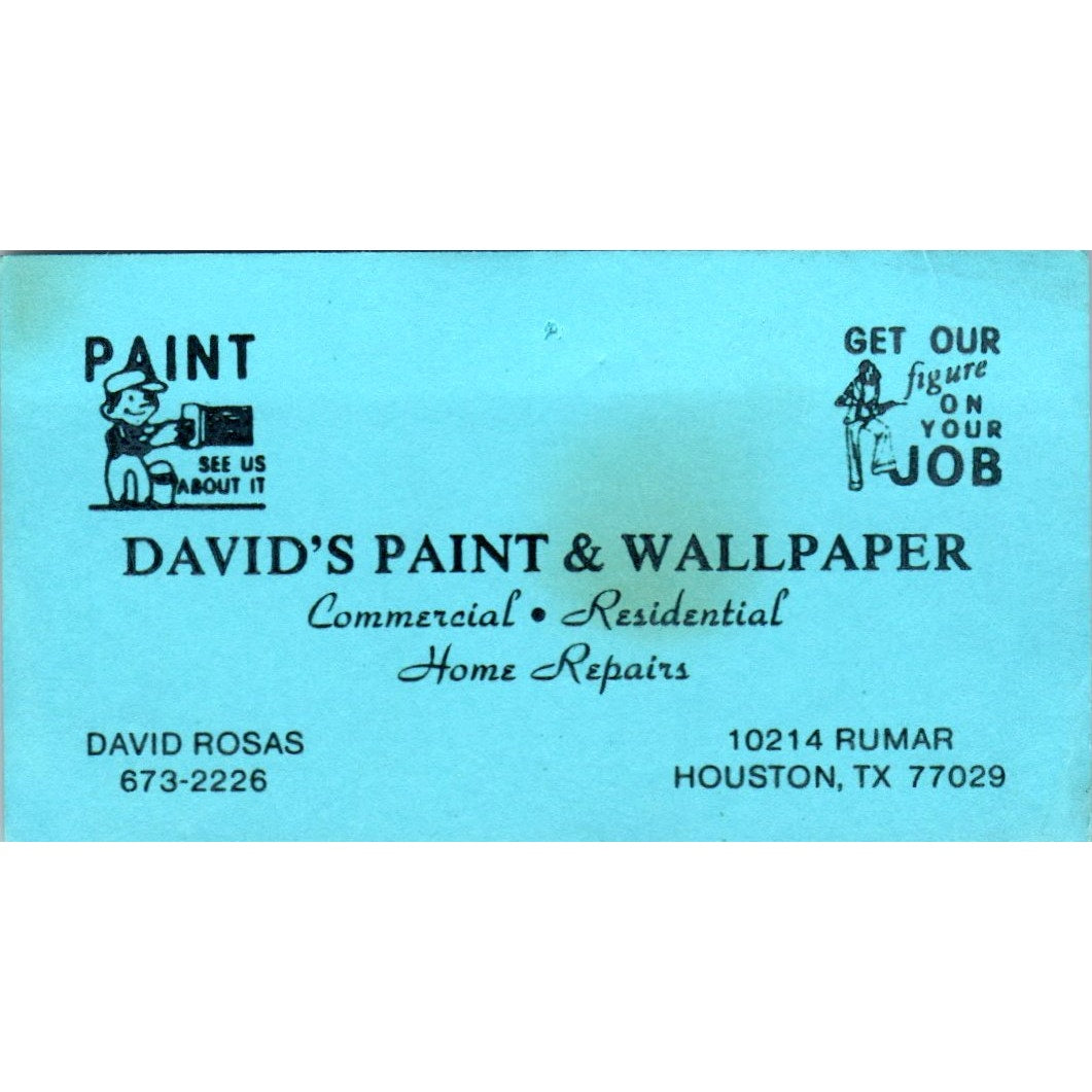 David's Paint & Wallpaper David Rosas Houston TX Vintage Business Card SD8-B14