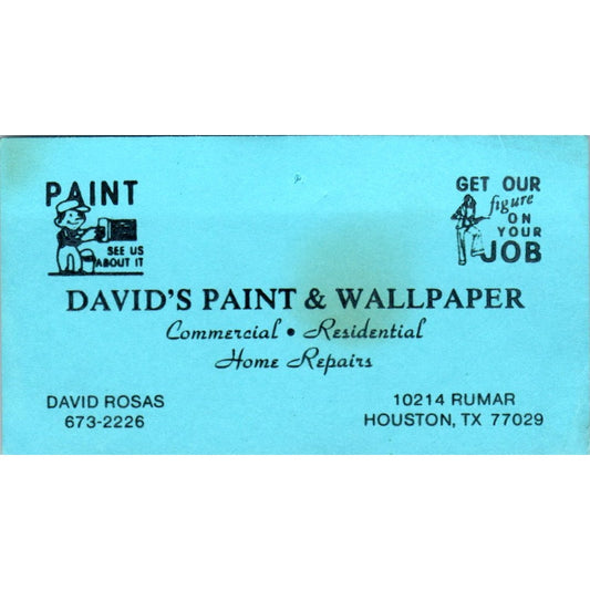David's Paint & Wallpaper David Rosas Houston TX Vintage Business Card SD8-B14
