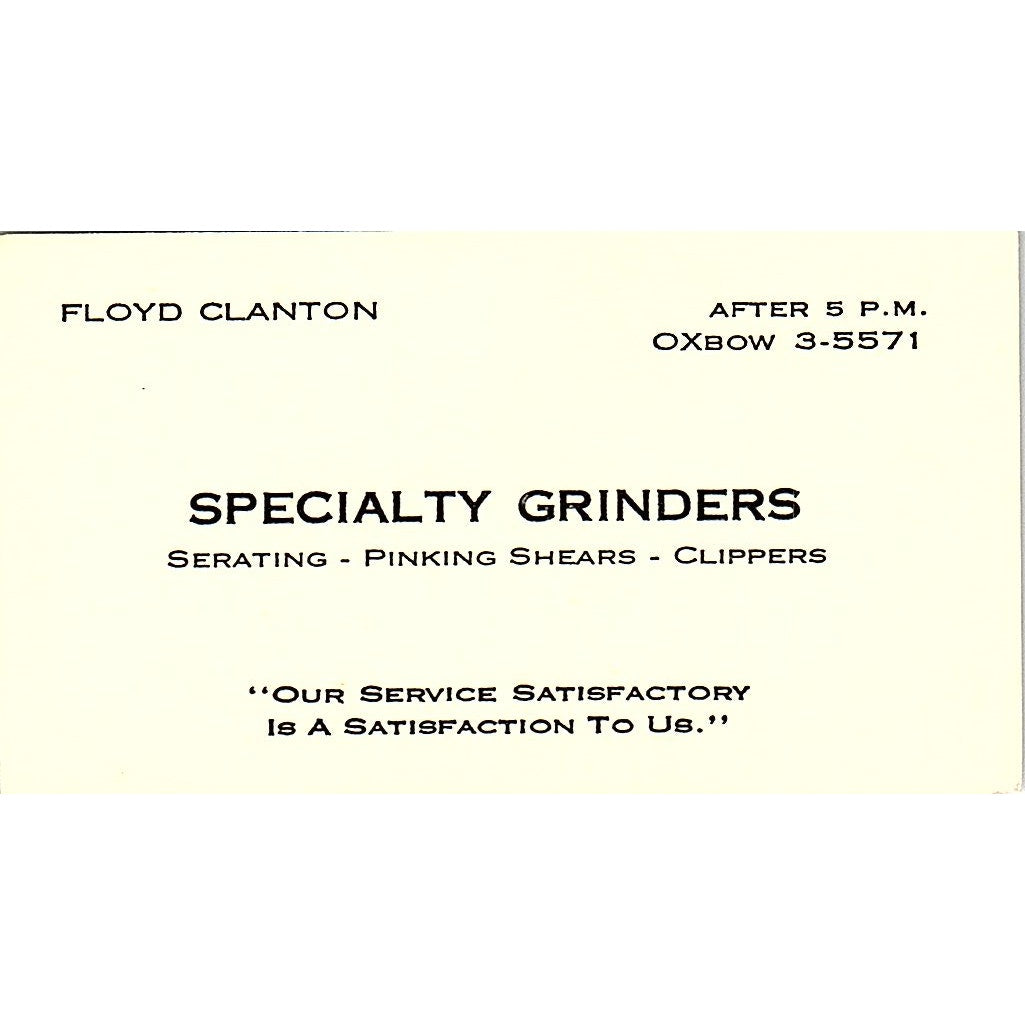 Specialty Grinders Serating Clippers Floyd Clanton Business Card SSB4-B13