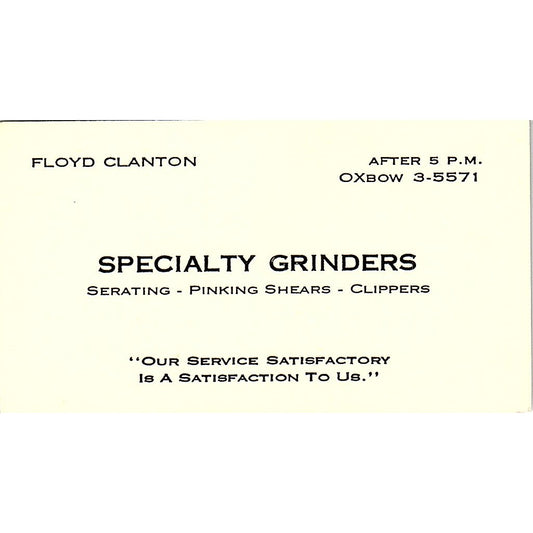 Specialty Grinders Serating Clippers Floyd Clanton Business Card SSB4-B13