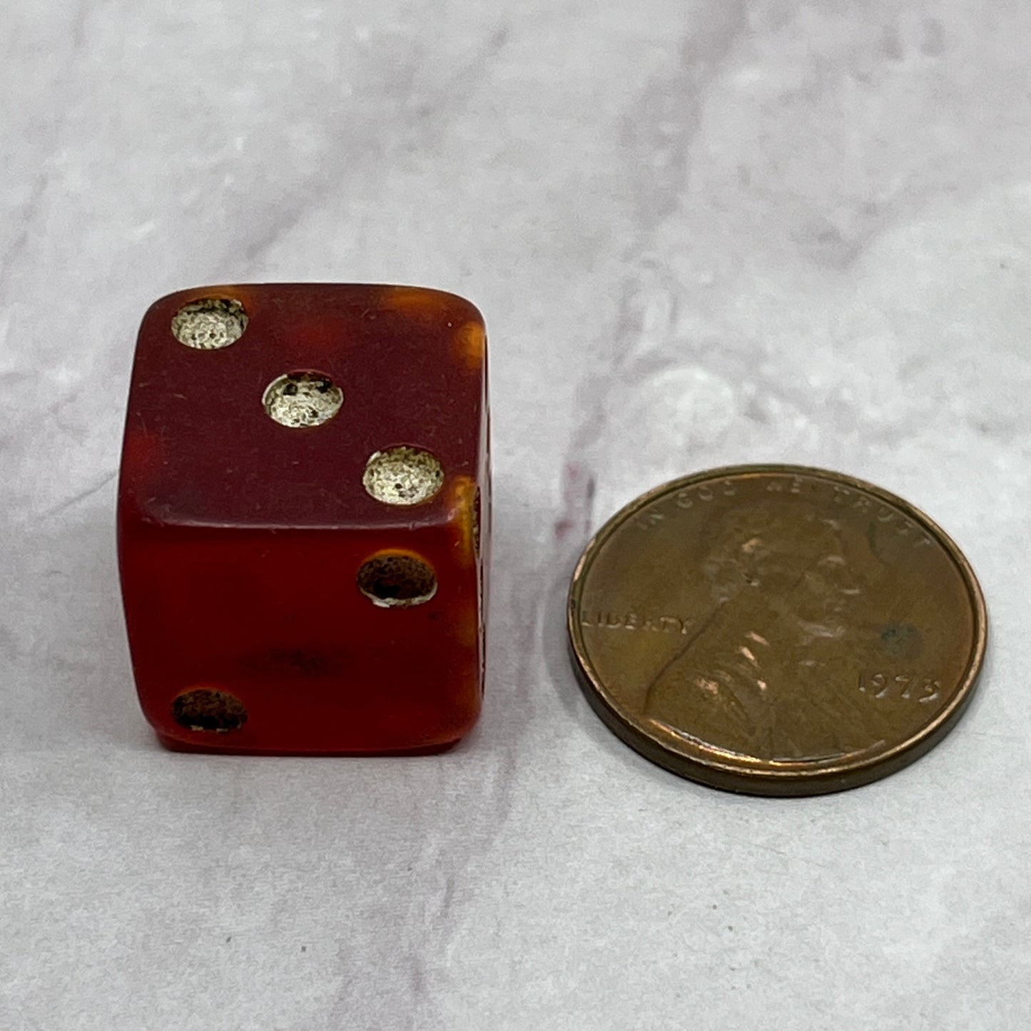 Vintage Red Bakelite Dice 1/2" SB7-1