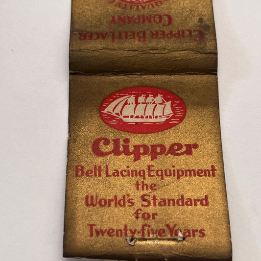 Clipper Belt Lacer Company Grand Rapids MI Vintage Matchbook Cover TB8-MB-15