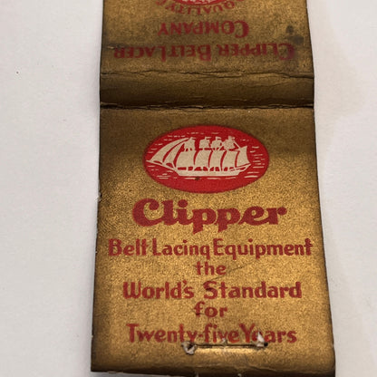 Clipper Belt Lacer Company Grand Rapids MI Vintage Matchbook Cover MM3-1