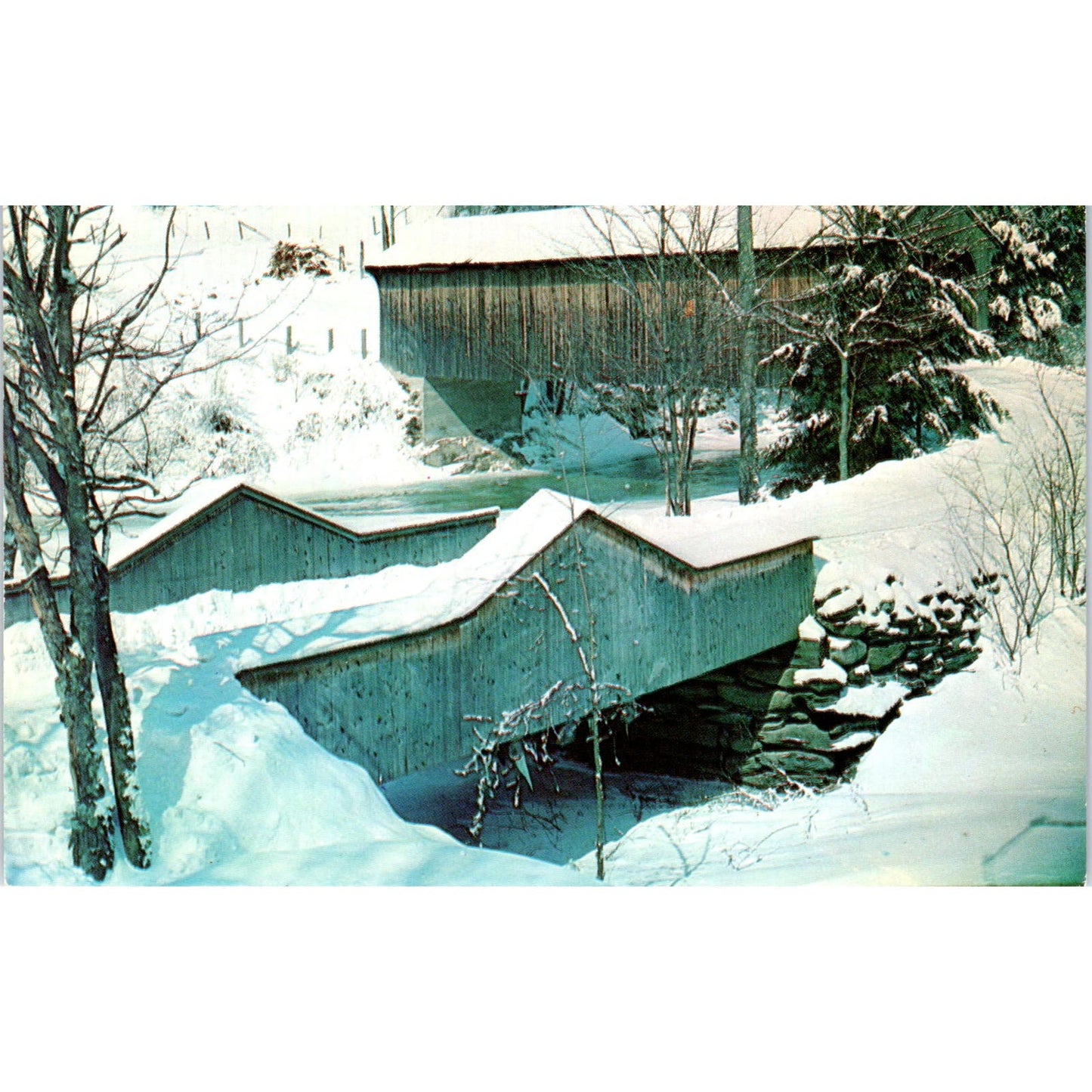 Covered Bridge Waterville VT Lamoille River Vintage Covered Bridge Postcard PD3