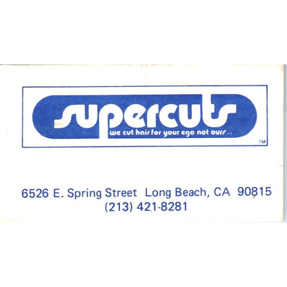 Supercuts Barber E. Spring Street Long Beach CA Vintage Business Card SD8-B11