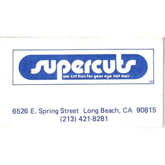 Supercuts Barber E. Spring Street Long Beach CA Vintage Business Card SD8-B11