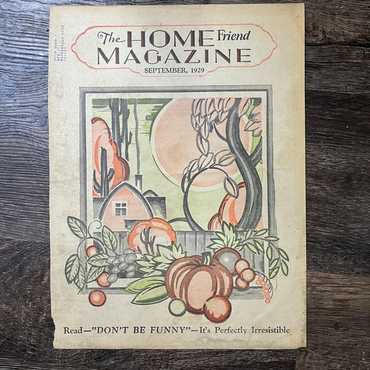 The Home Friend Magazine - Cover Only - Sept 1929 Fall Harvest 10x13 V10