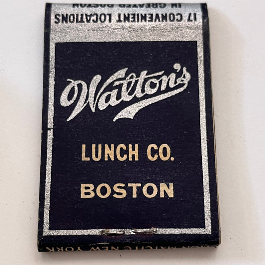 Walton's Lunch Co Boston MA Vintage Matchbook Cover TB8-MB3-8