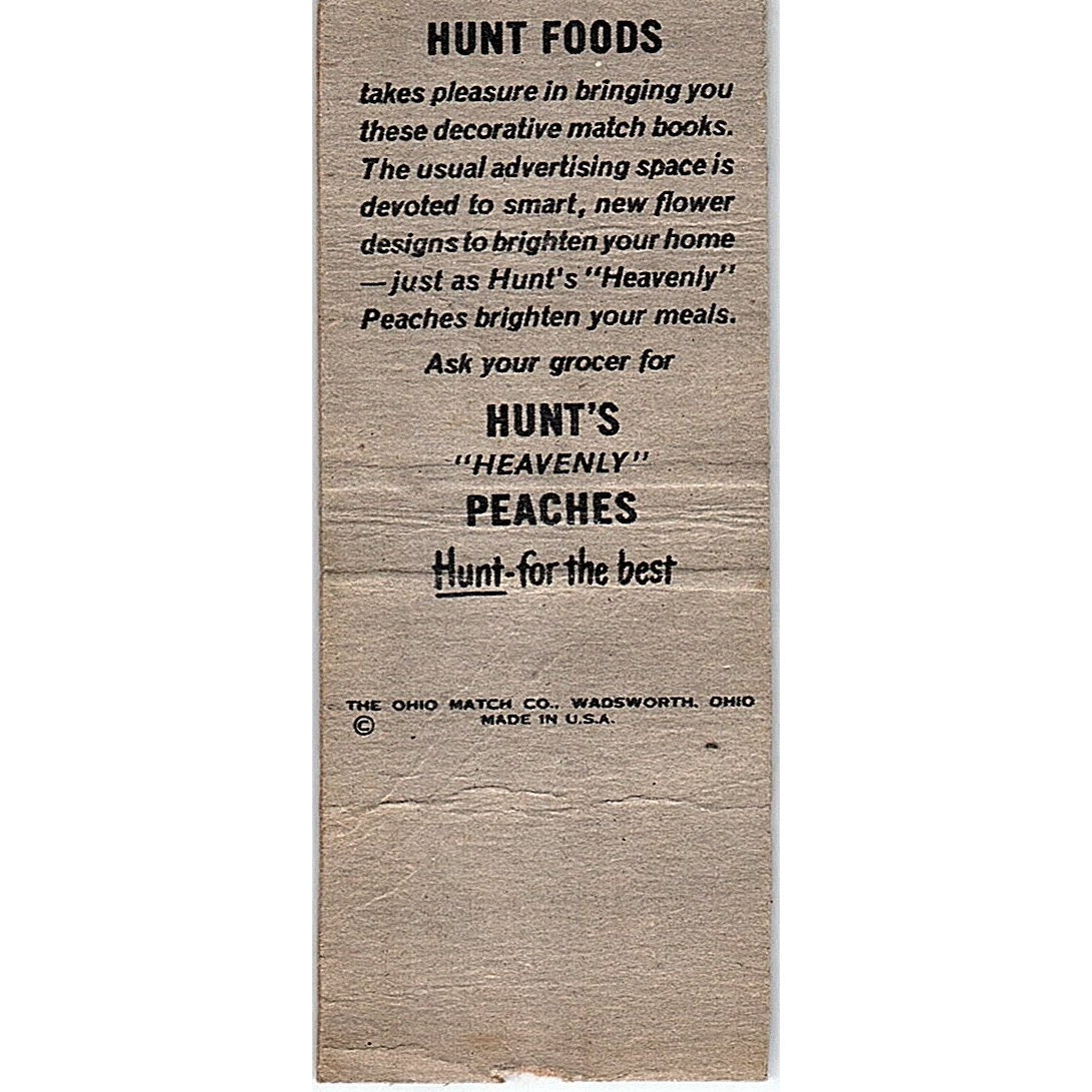 Hunt's Heavenly Peaches Anemone Vintage Matchbook Cover SC7-Y11