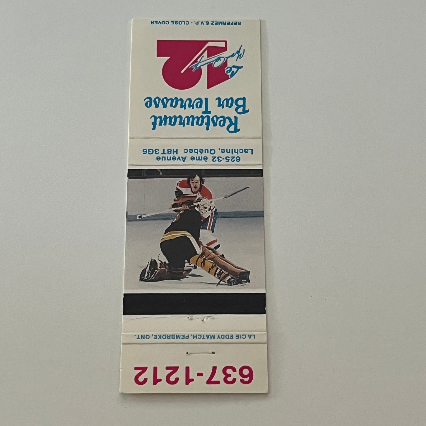 YVAN COURNOYER 12 Restaurant Bar Lachine Quebec Matchbook Cover TB6-MB2-4