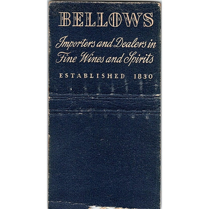 Bellows Importers of Fine Wines & Spirits Vintage Matchbook Cover SC7-Y3