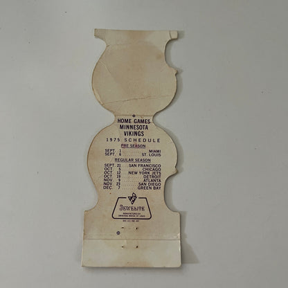 Minnesota Vikings NFL 1975 Schedule Vintage Matchbook Cover SC4-R8