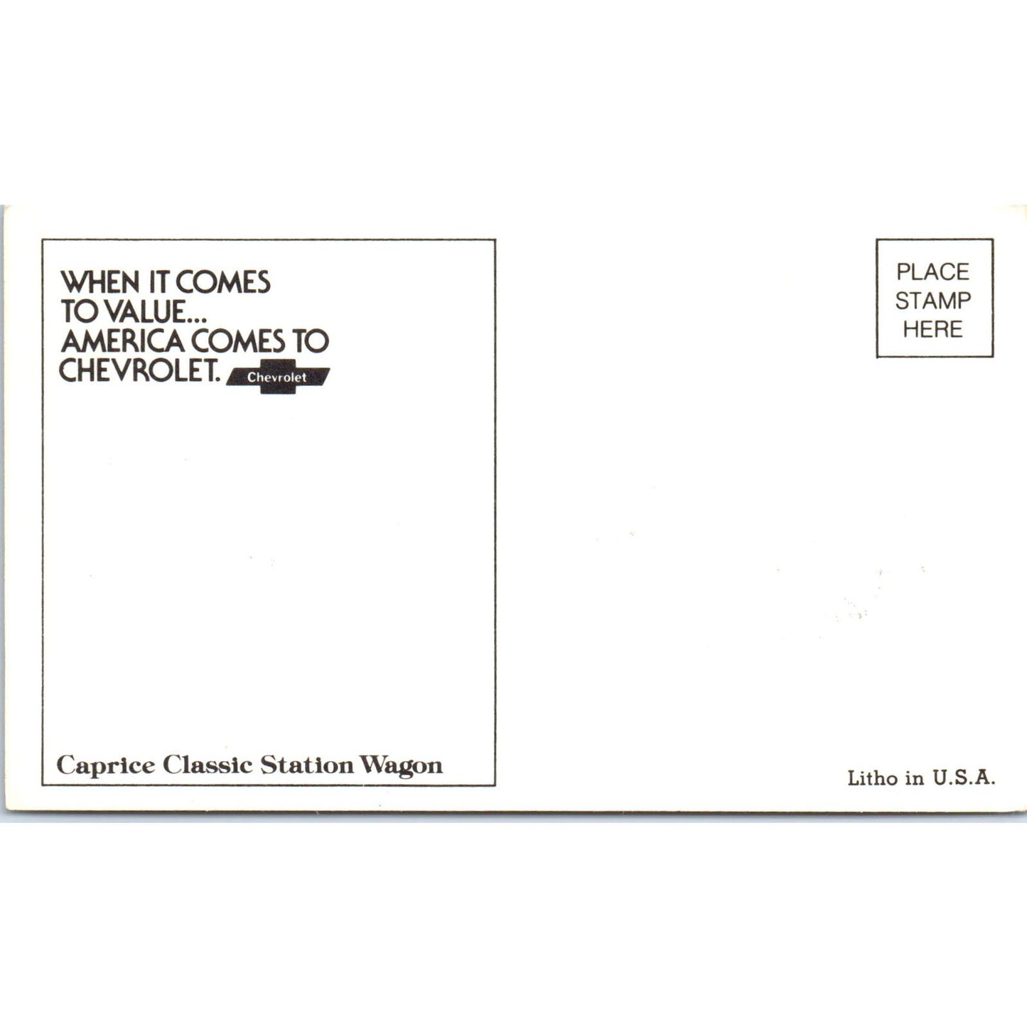 Chevrolet Chevy Caprice Classic Station Wagon Vintage Postcard PC12