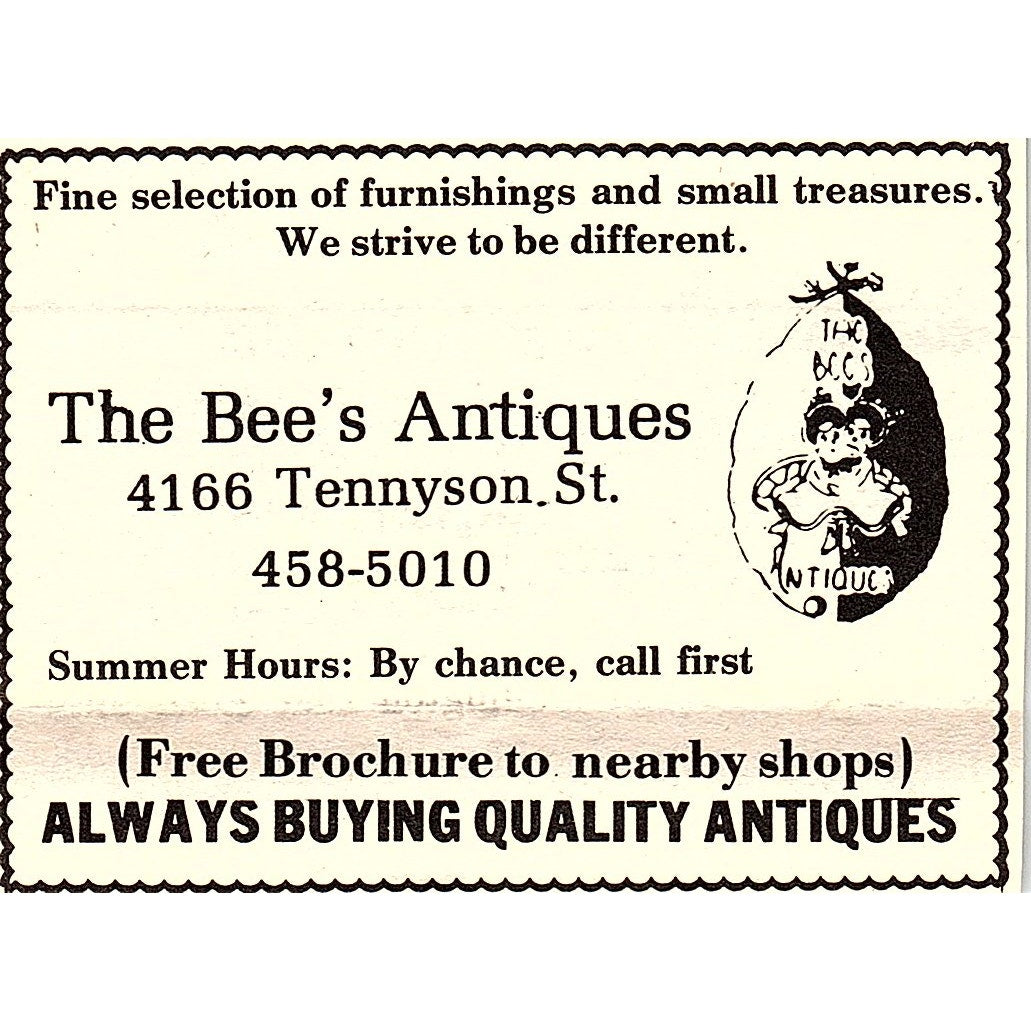 The Bee's Antiques 4166 Tennyson St. Colorado 1984 Ad AF9-M4