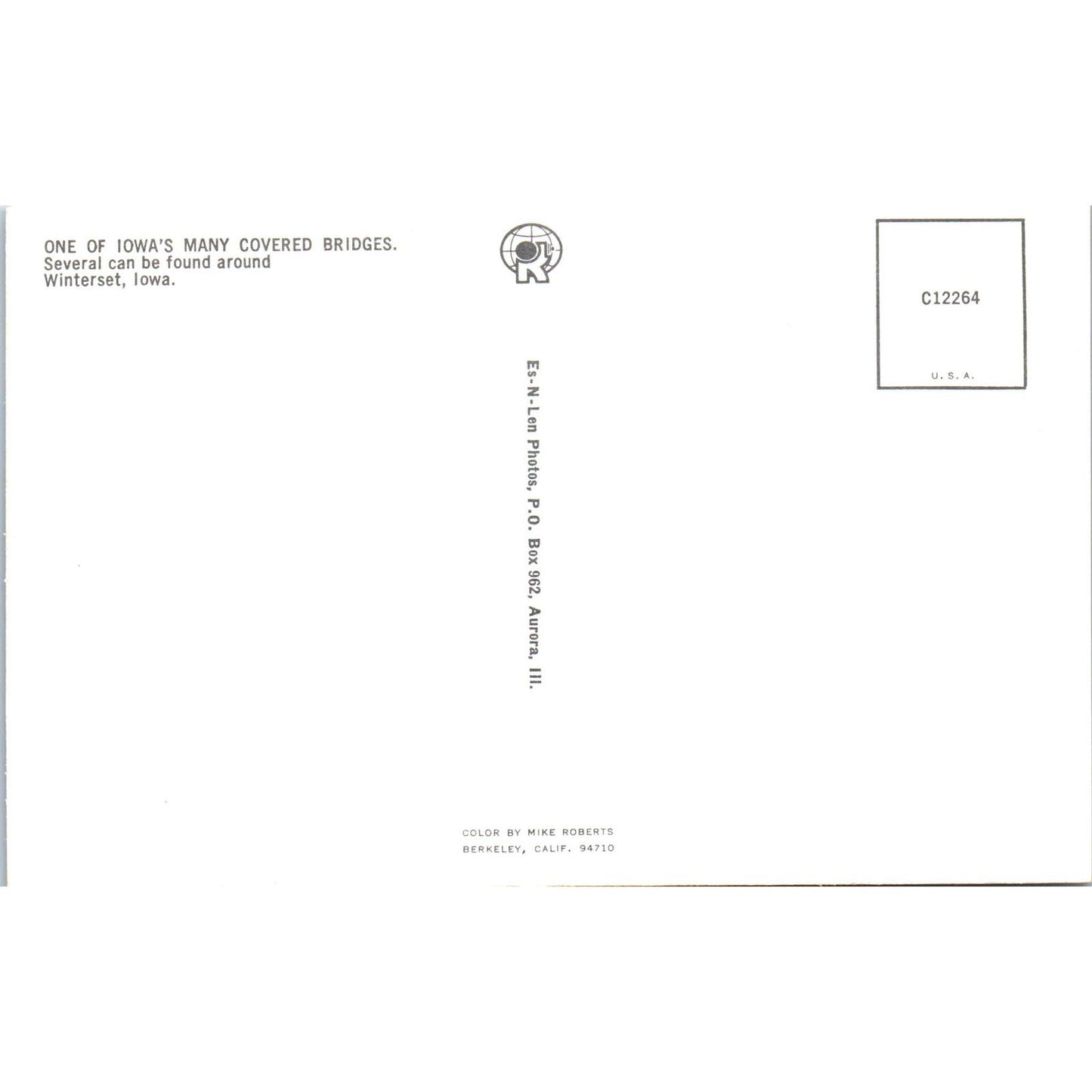 Red Covered Bridge in Winterset Iowa Vintage Covered Bridge Postcard PD3