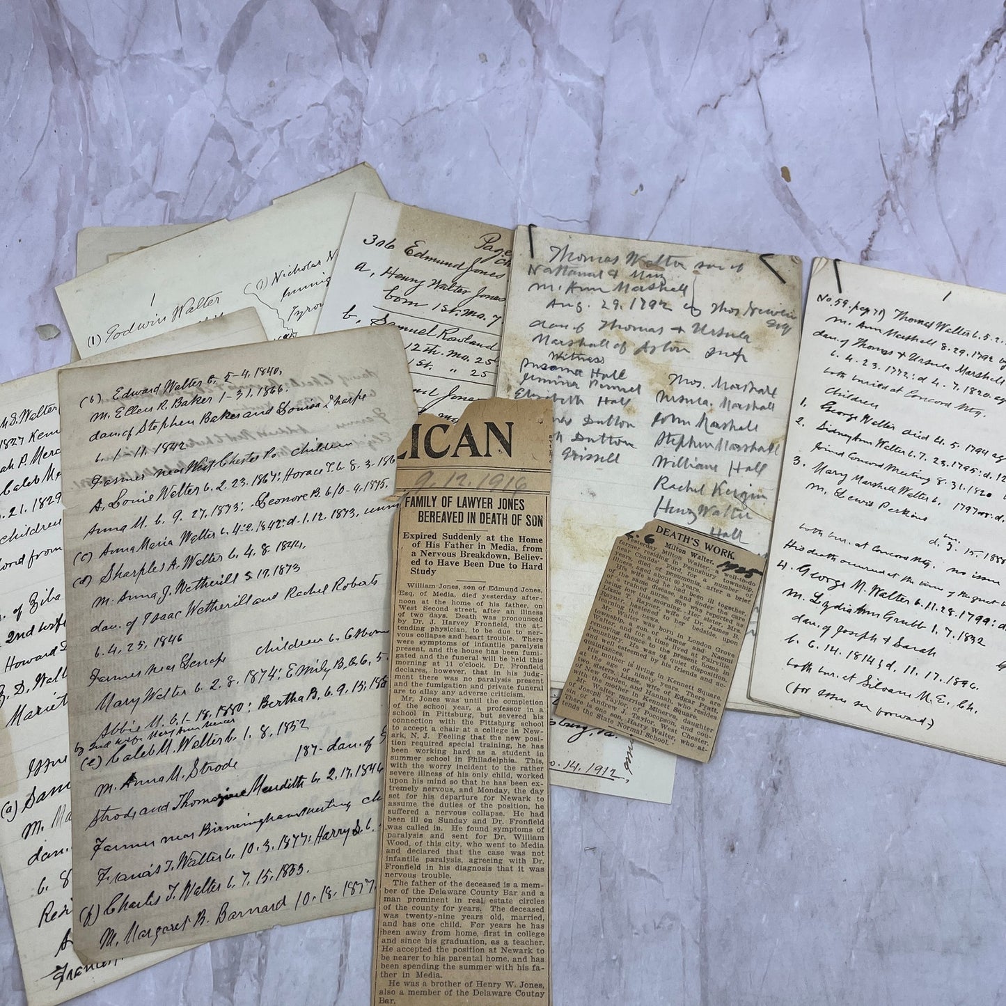 Early 1900s Genealogy Lot - Milton Walter Family of Pennsylvania TA9