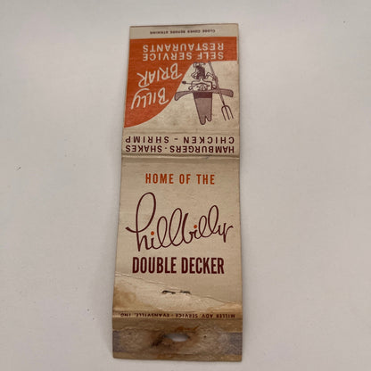 Billy Briar Self Service Restaurants Indiana Vintage Matchbook TB6-MB2-15