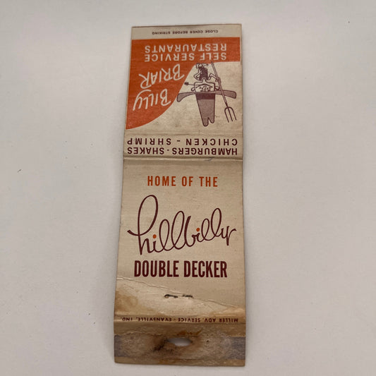 Billy Briar Self Service Restaurants Indiana Vintage Matchbook MB60-2