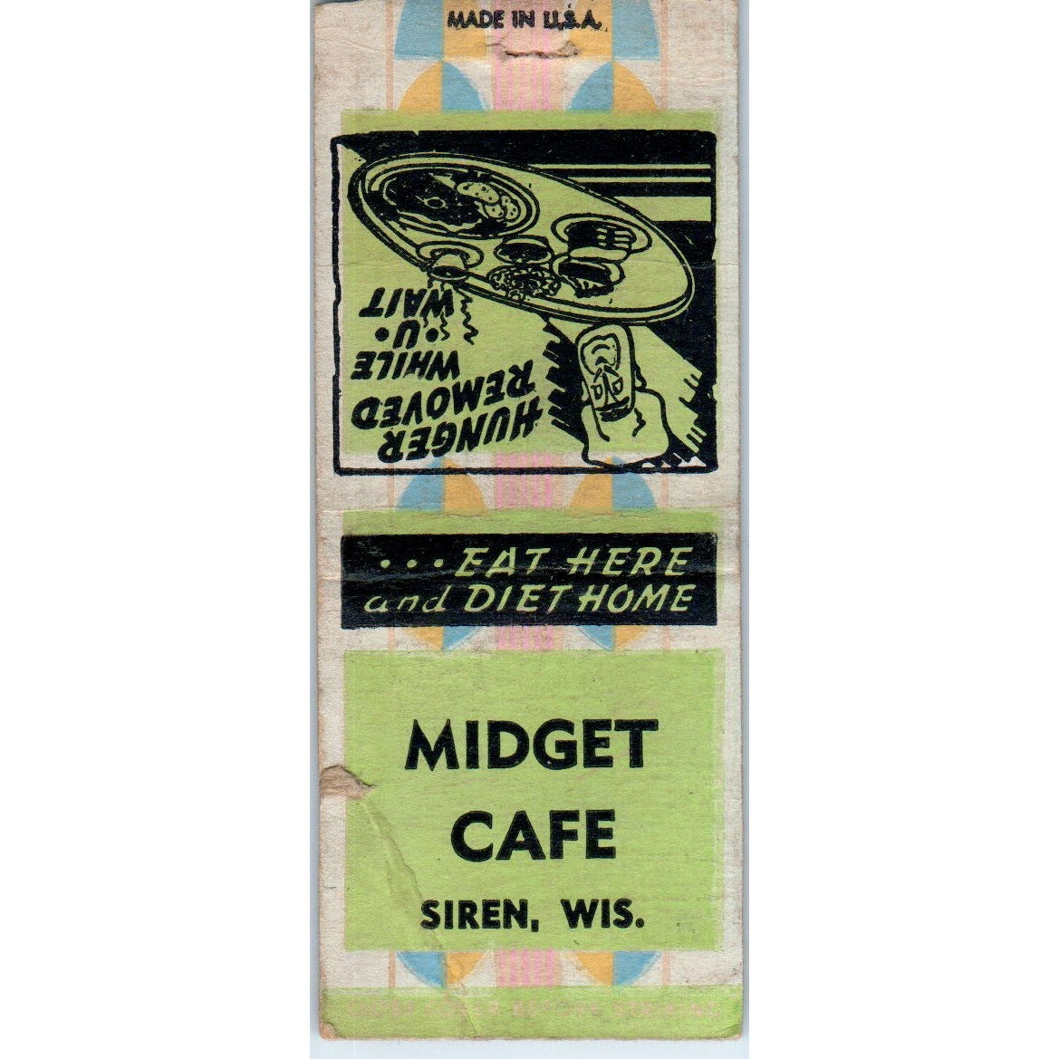 Midget Cafe Siren WI Vintage Matchbook Cover SD2-Y8