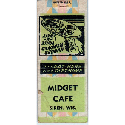 Midget Cafe Siren WI Vintage Matchbook Cover SD2-Y8