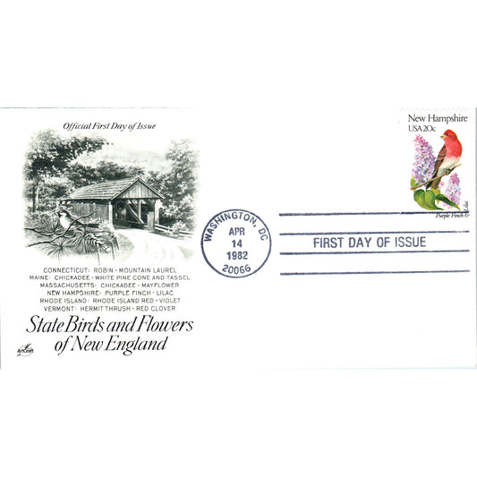 New Hampshire 1982 State Birds & Flowers of New England First Day Issue TJ5-PC2