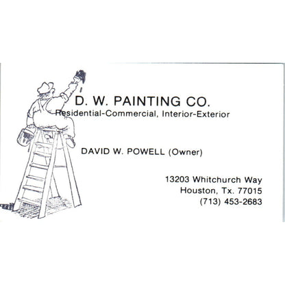 D.W. Painting Co David W. Powell Houston TX Vintage Business Card SD8-B14