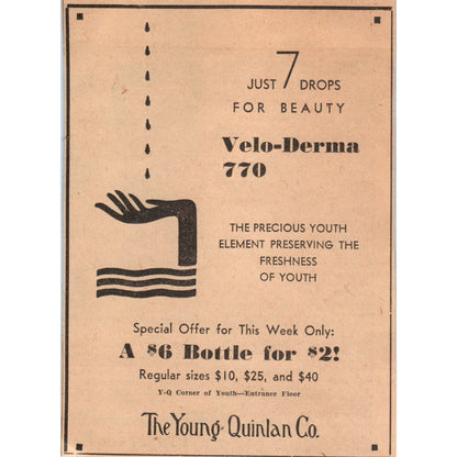 The Young-Quinlan Co Velo-Derma 1935 Minneapolis Journal Advertisement AE7-N2