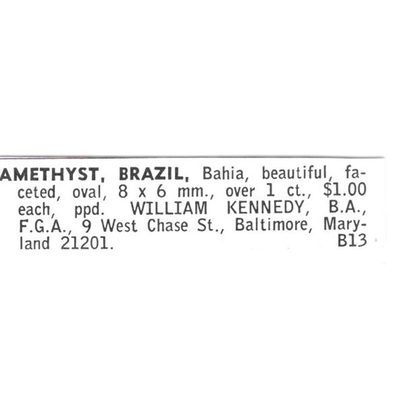 William Kennedy Brazil Amethyst Baltimore MD 1972 Ad AF8-S18