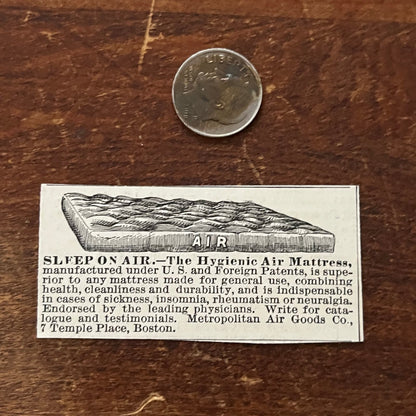 Hygienic Air Mattress Metropolitan Air Goods Co Boston Original Ad AD8-P29